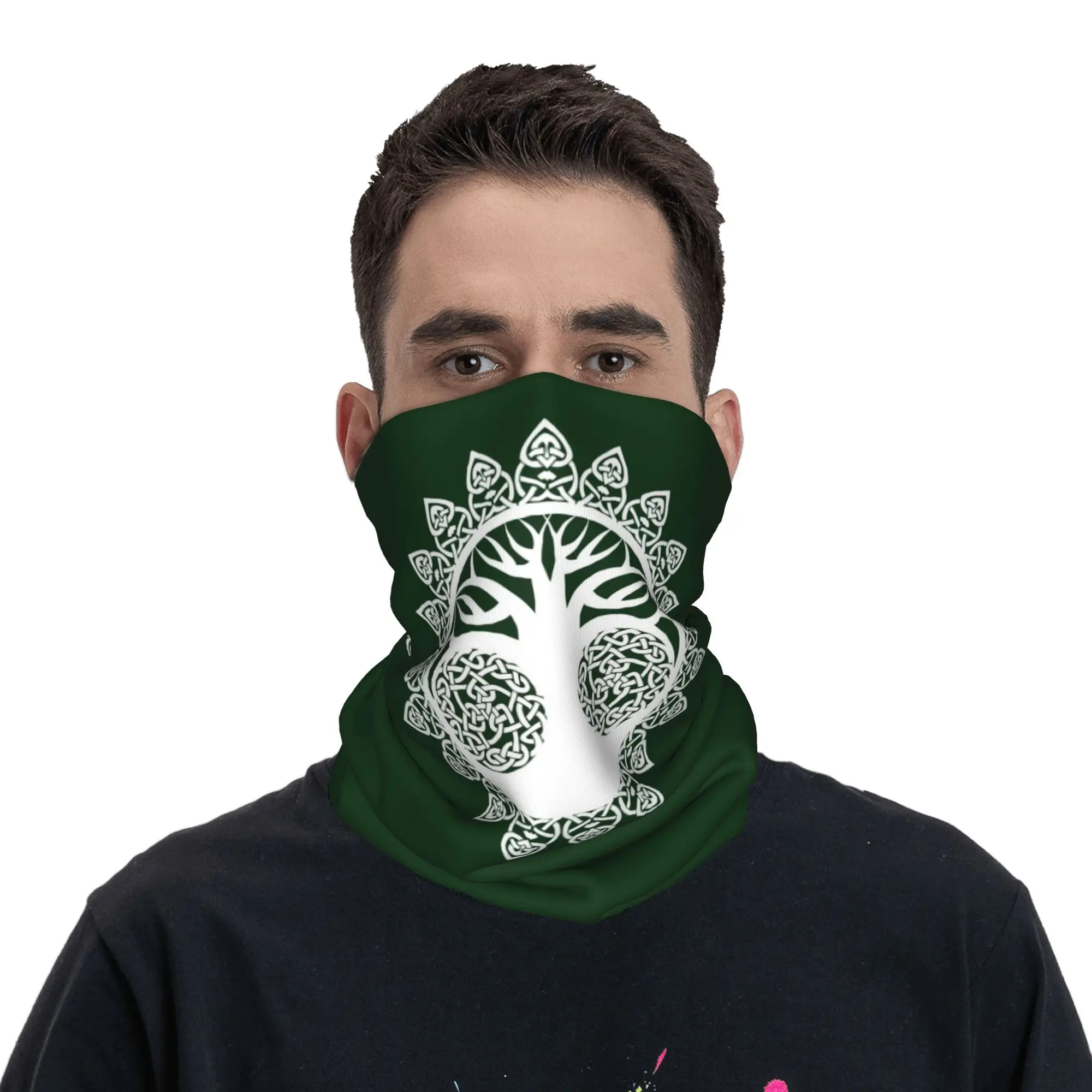 Celtic Irish Tree Of Life Knots Circle Ireland Pride Gaelic Bandana Neck Gaiter Printed Face Scarf Headband Hiking Fishing