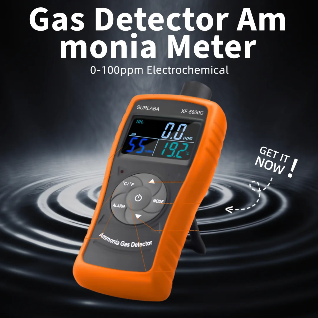 Holdpeak Gas Detector Ammonia Meter 0-100ppm Electrochemical Sensor Alarm Rechargeable for Farm Refrigeration