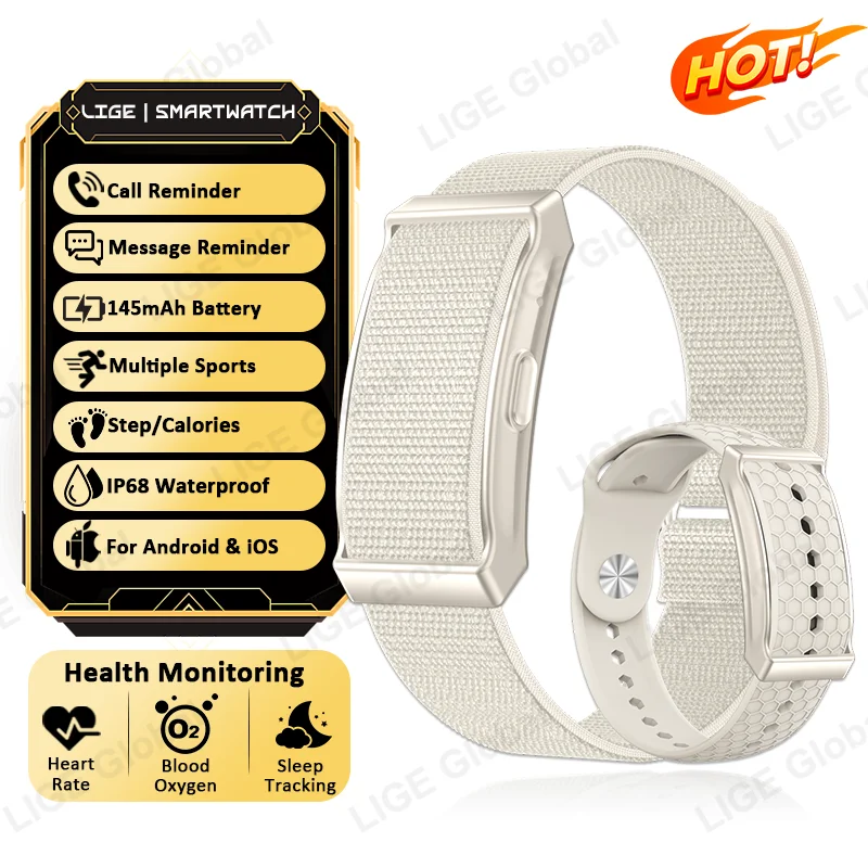 LIGE 2026 New No Screen Smart Watch Men Woman Sports Outdoor Fitness Heart Rate Monitor Waterproof Call Reminder Smart Wristband