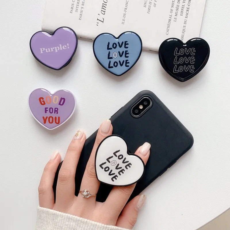 Macaron Heart Holder Grip Tok Griptok Phone Stand Holder Support for iPhone Samsung Xiaomi Popped Socket - view 3