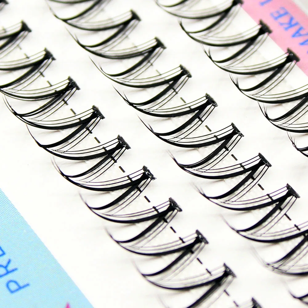 MUYD V Shape Mink Individual Fishtail Eyelash Extension Natural Dovetail 3D Cluster Eyelashes Professional Makeup Flared Lashes