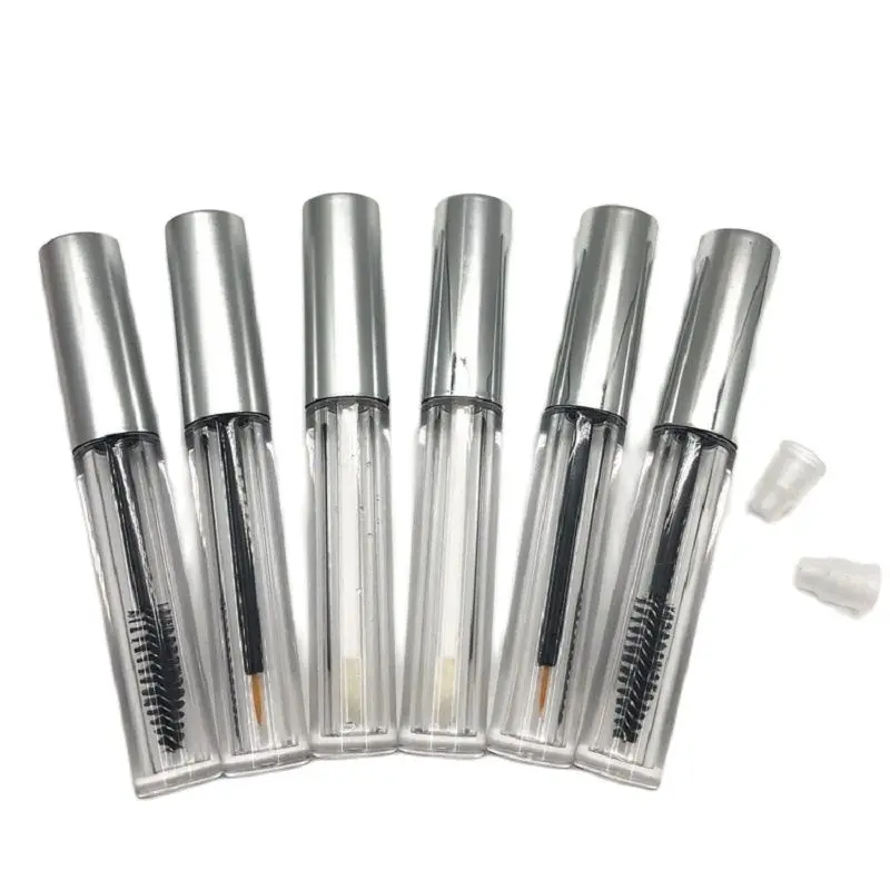 

30 50pcs Empty Clear Eyeliner Tube Makeup Container Lip Gloss Tube Matte Shiny Silver Lid Cosmetic Packaging 3ml Mascara Bottles