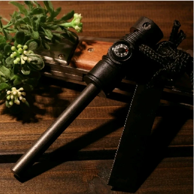 

Waterproof Outdoor Compass Magnesium Ignition Stick with Scraper Portable Fire Starting Device for Camping Survival