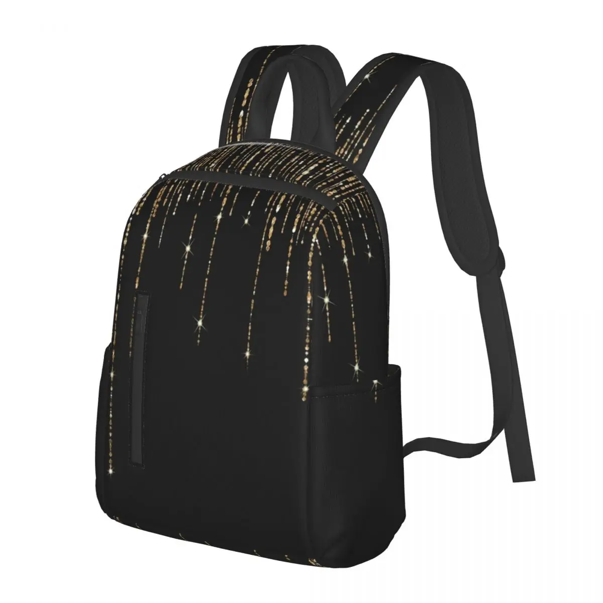 Black And Gold Glitter Pattern (5) Student Backpack School Bag Hiking Travel Daypack for Men Women Bookbag Shoulder Bags