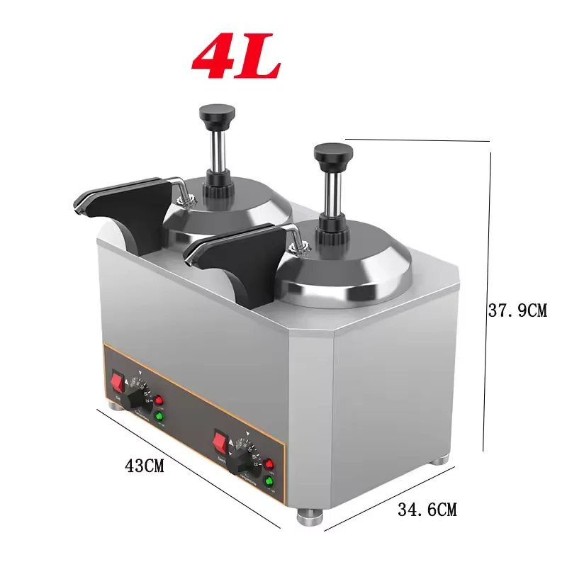 XEOLEO Kommerzieller Soßenwärmer mit Pumpe, 1140 W, 4 l, Doppelkopf, elektrische Isolierflasche, Soßenmaschine, Marmelade/Schokolade, warm