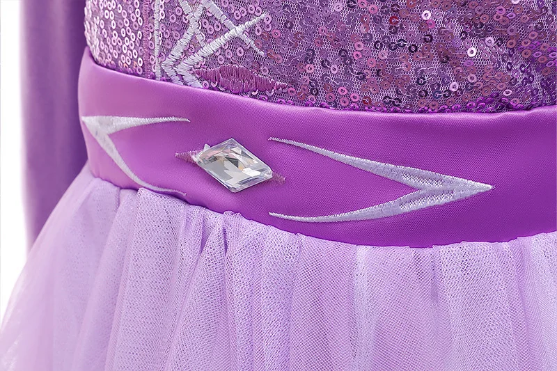   Frozen Elsa Disney Costume for Girl Birthday Party Purple Long Sleeve Carnival Clothing Kids Elsa Princess Clothes Outfits view 6