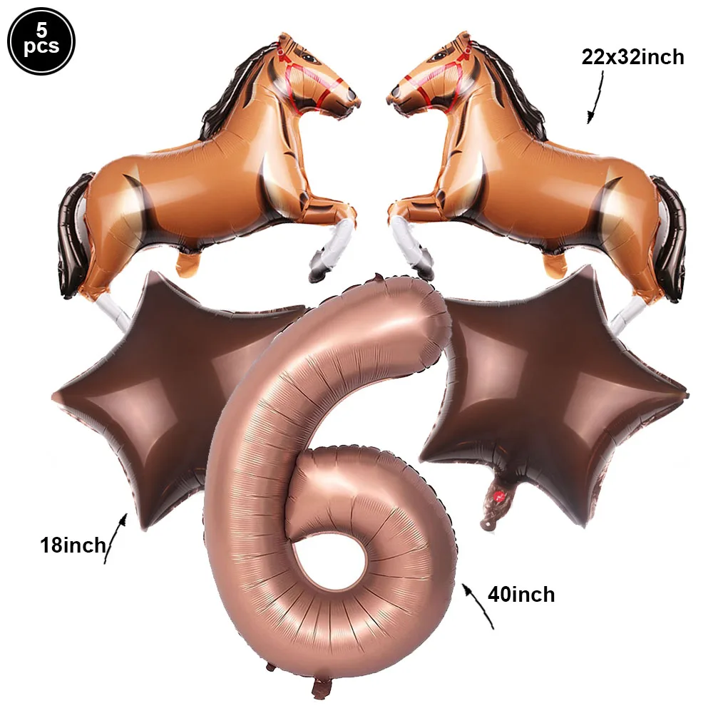 Horse Balloon Set 30inch Horse Shaped Balloons 40inch Number Balloon Star Balloon Racing Horse Themed Birthday Party Decor