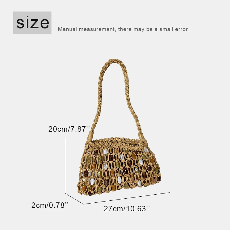 Hand-Woven Hollow Beach Bags For Women Luxury Designer Handbag And Purse 2026 New In Cotton Thread Cross Weave Underarm Shoulder