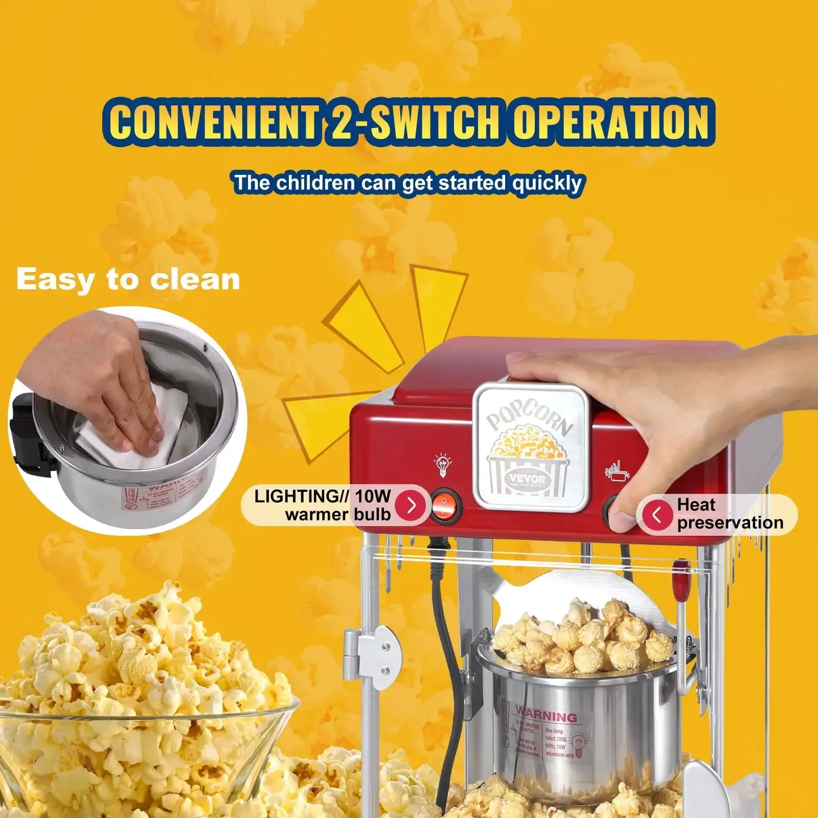Machine à pop-corn Machine à pop-corn de table 300W 2,5 oz rouge