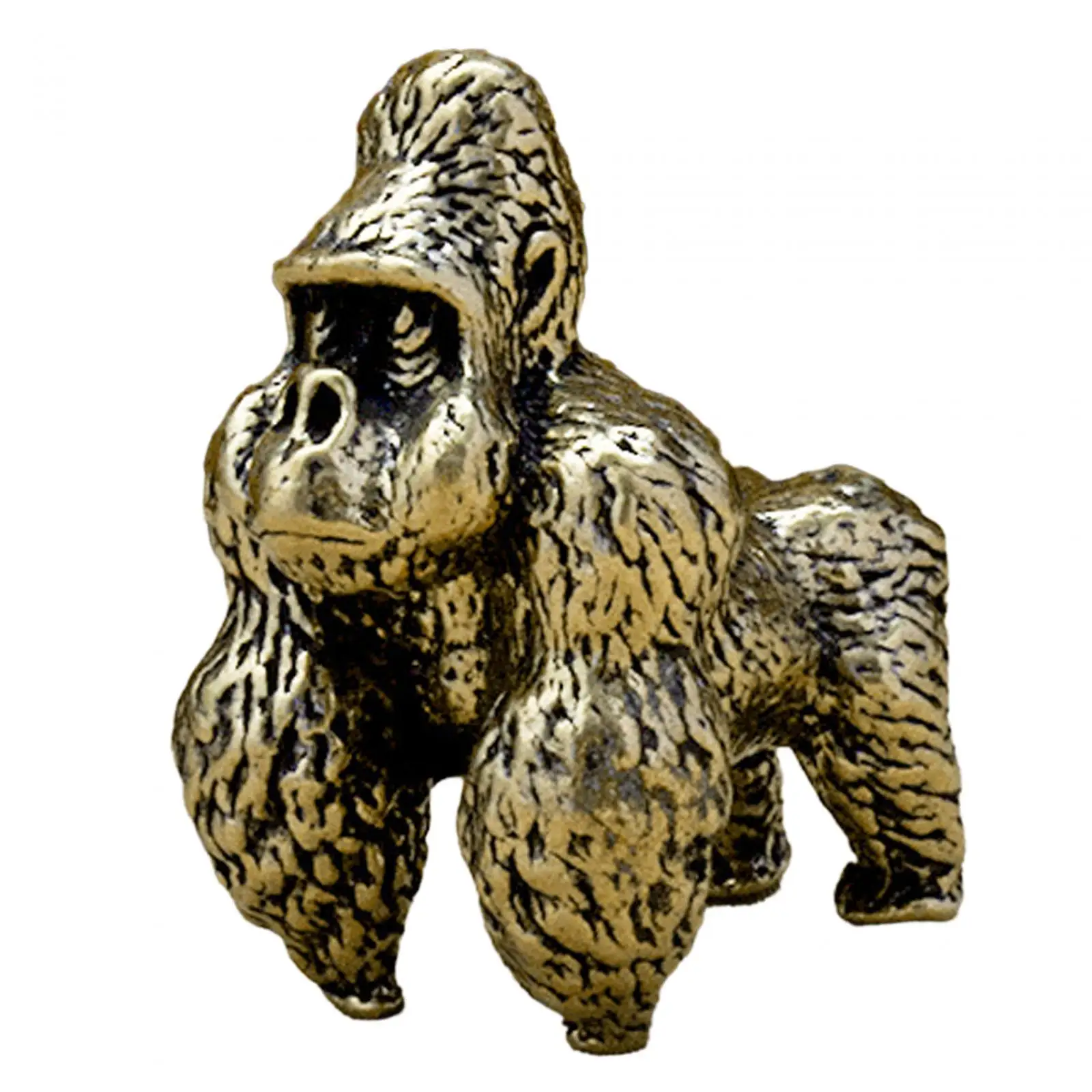 Mini Gorilla Sculpture Adorable Home Decoration Solid Brass Desktop Chimpanzees Sculpture for Shelf Office Home Tea Room Desktop