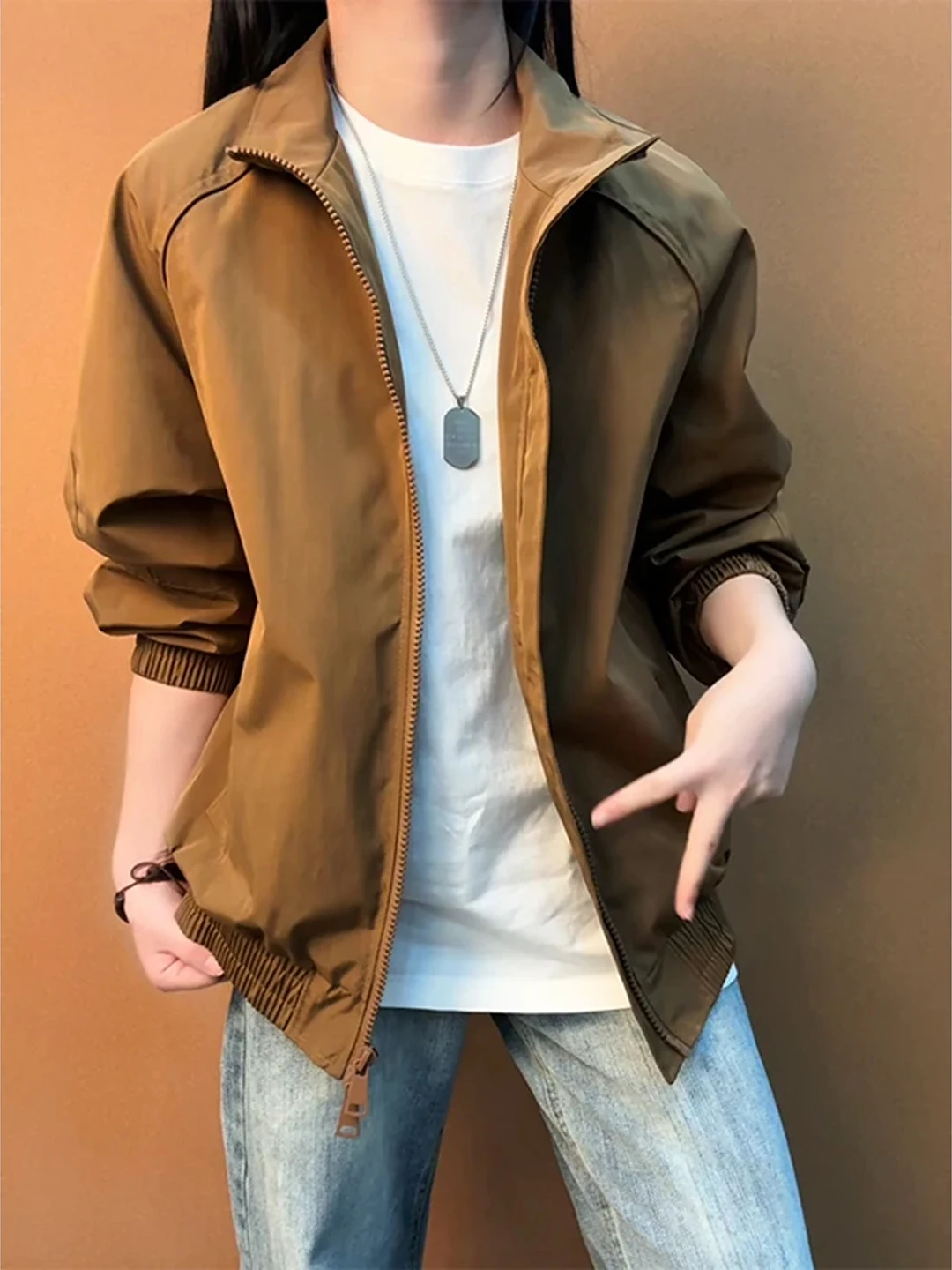 American Style Deconstructed Short Baseball Jacket Men's Spring Boxy Pilot Coat Three-Proof Workwear Outerwear