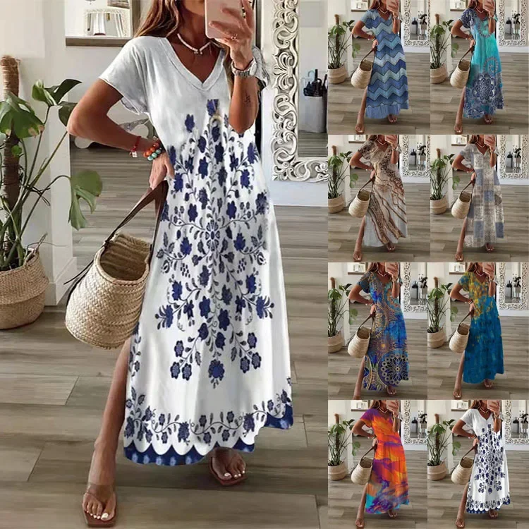 Mini robe de plage pour femmes, grande taille 5XL, mode femmes, robe imprimée, robe de soirée élégante Boho, robe imprimée, été, 2022