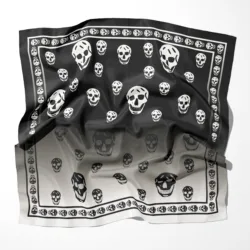 Support Customize 2022 Spring Women Polyester Chiffon Foulard Scarf Gradient Skull Printed  Neck Tie  Belt Hair Accessories