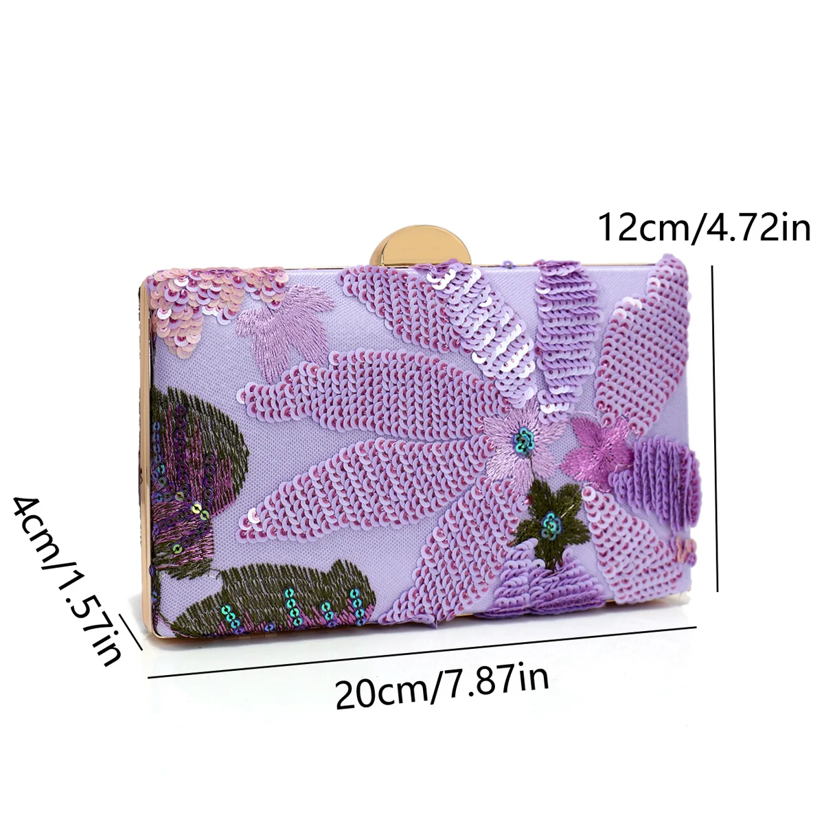 Imagen 6: Bolso de cena bordado para mujer, elegante, versátil, tipo clutch, para bodas, fiestas, bolso cuadrado pequeño [patrón aleatorio]