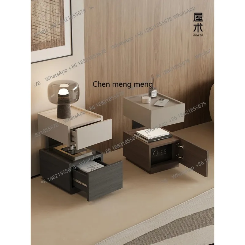 A50 Minimalist solid wood bedside table, safe, integrated ultra-narrow 30cm small locker