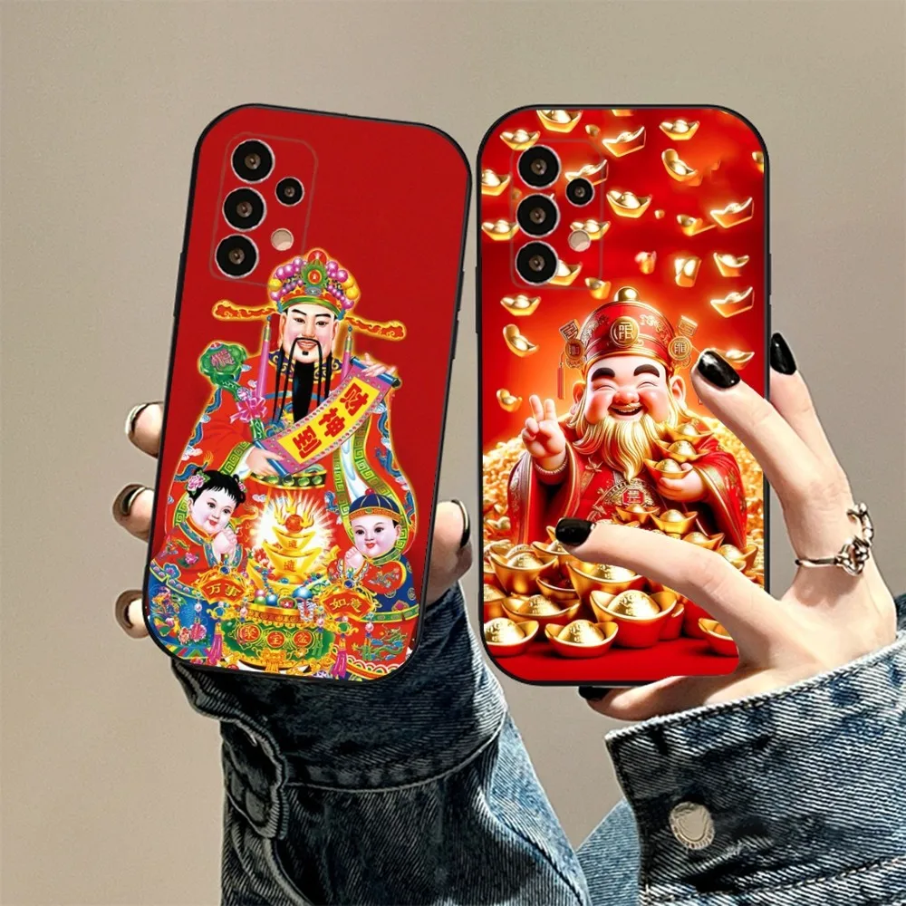 God of Wealth money rich 2024 Phone Case For Samsung S24,23,23,22,30,21,10,9,Note20 Ultra,Lite,Ultra,5G,Plus,FE,Black Soft Case