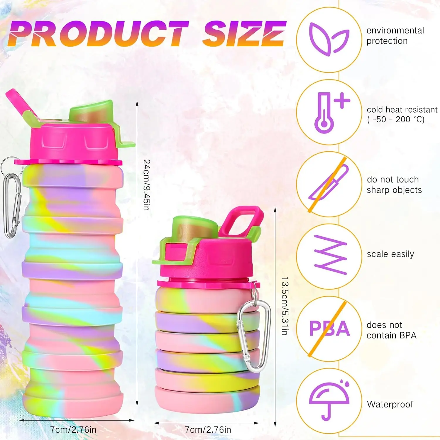 30 Pack Collapsible Water Bottles 17oz Silicone Portable Water Bottle Bulk Foldable Leak Proof Water Bottle Reusable Camouflage