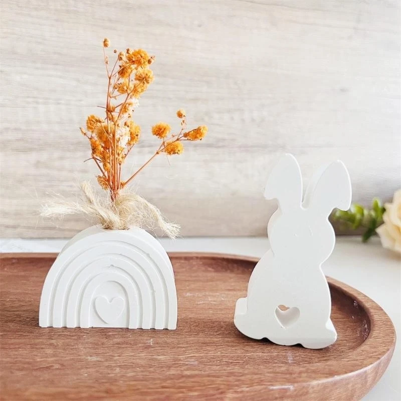 C1FC Creative Rainbow Planter Sturdy Silicone Mould Reusable Artistic Cement Cast Craft Supplies for Home and Garden