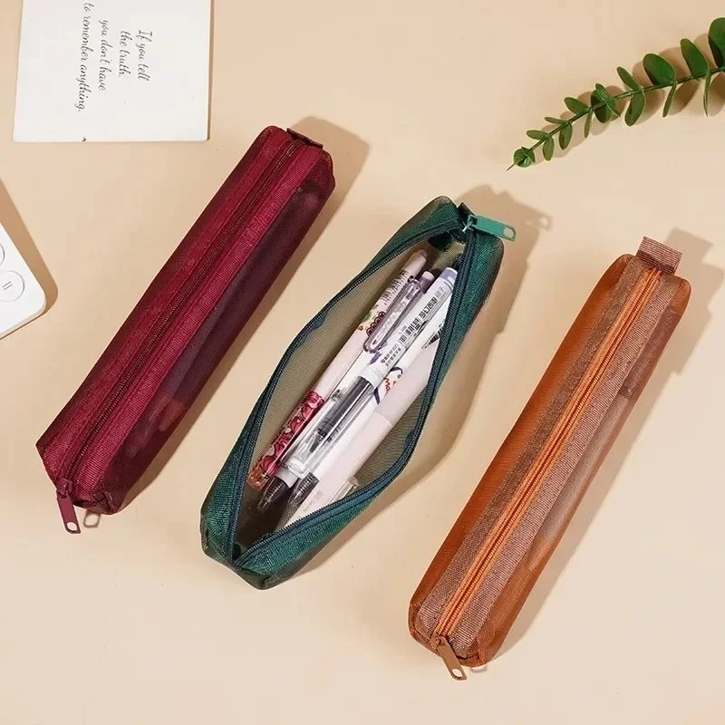 1 قطعة مقلمة شبكية حقيبة التخزين للامتحانات مقلمة محمولة متعددة الوظائف مربع القرطاسية حقيبة أقلام رصاص اللوازم المدرسية #3