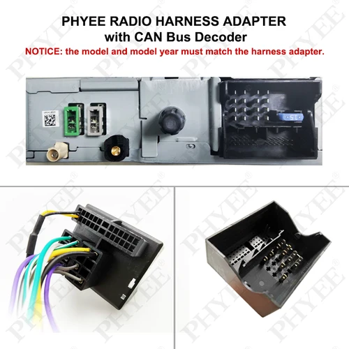 Imagen 2 del producto Adaptador de arnés de cableado con decodificador CAN Bus, marco de panel de radio Android de 9"", para Citroen Berlingo B9, Peugeot Partner de 2009 a 2018