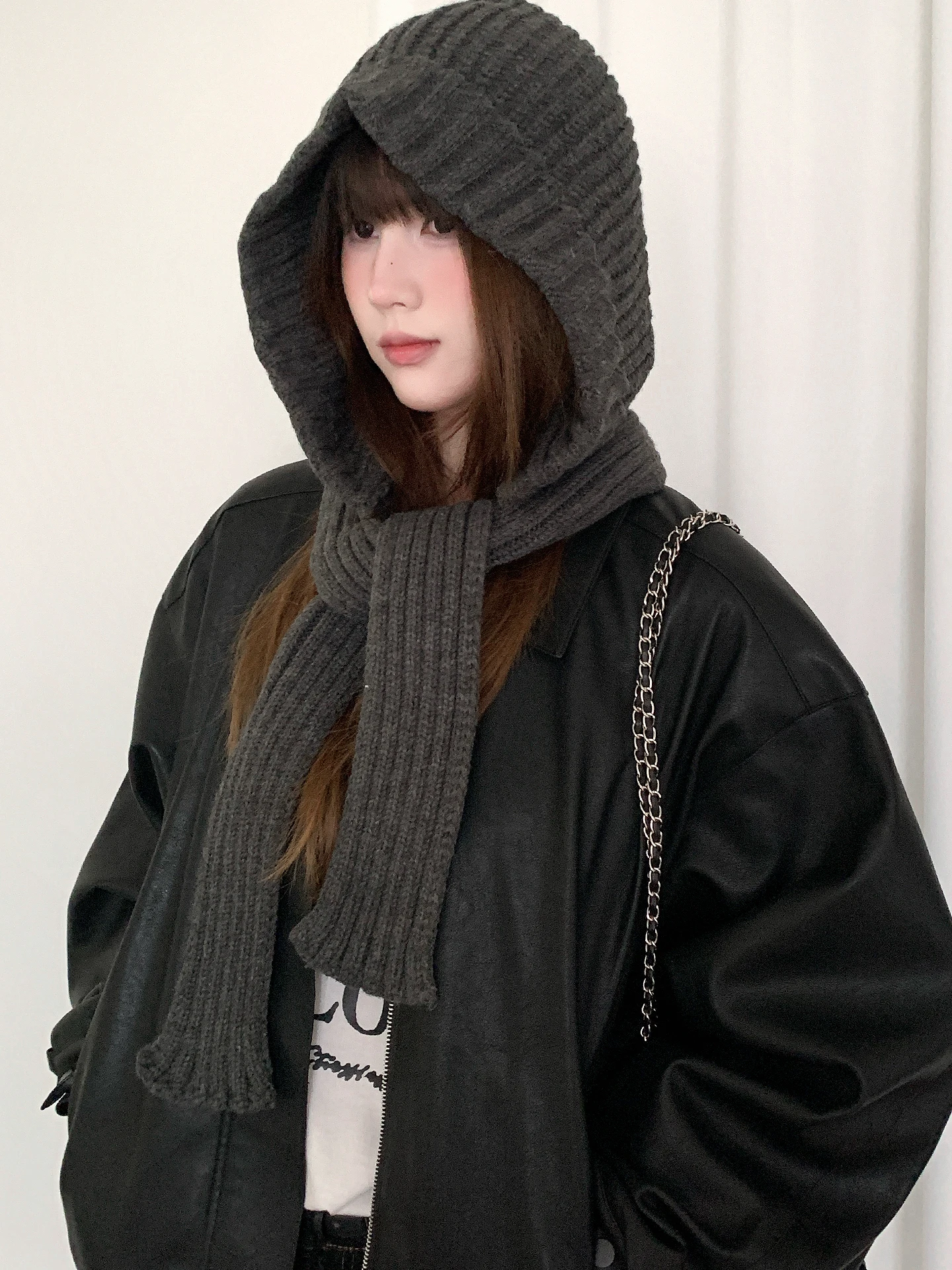 Red Knitted Balaclava For Women Vintage Warm Earmuffs And Neck Warmer Combined Lei Feng Hat For Autumn And