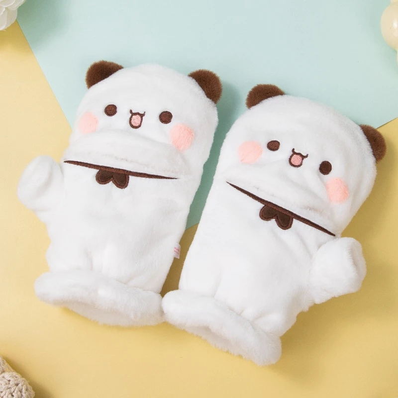 Official Original Bubu And Yier Warm Gloves , Panda Bubu And Dudu Cute Pattern Magnetic Flip Cover Winter Gloves Couple Gift