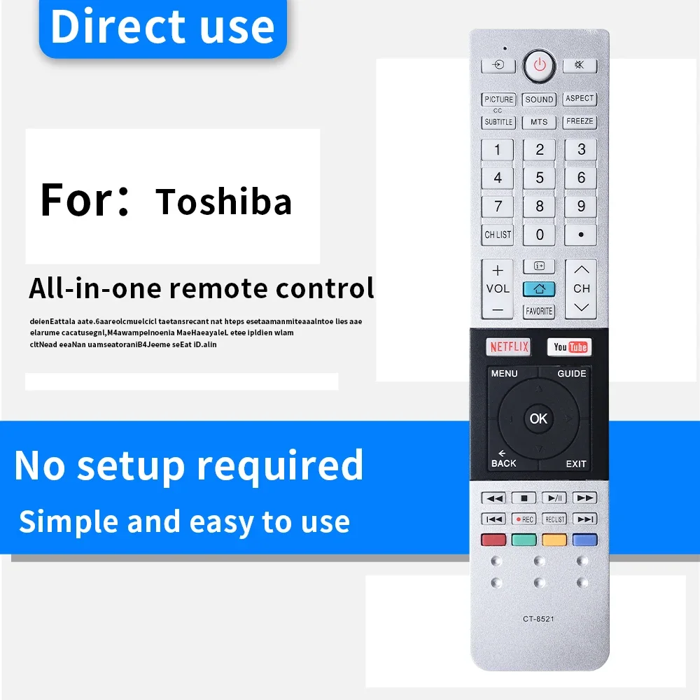 ZF applies to CT-8521 Fit for Toshiba LCD LED TV Remote Control CT-8516 F40L3400 50L3400 CT8521