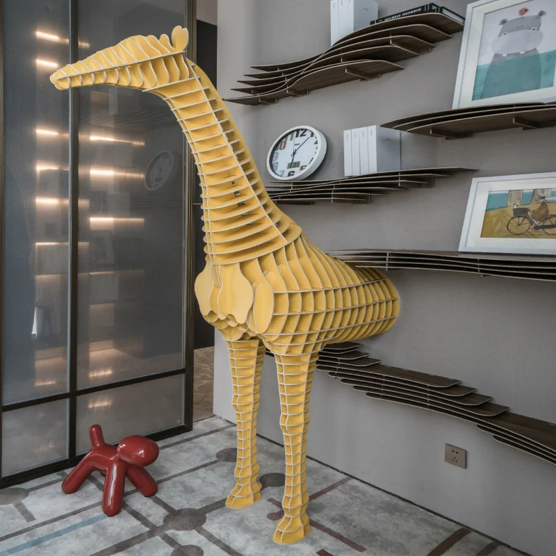 New Giraffe Bookshelf Creative Storage Rack Wood Soft Decoration Window Model House Floor Ornament