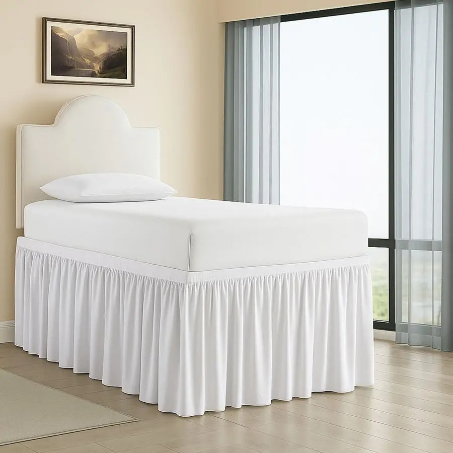 

Extended Ruffled College Dorm Bed Skirt Twin XL 36 Inch Drop, Premium Quality 1800 Brushed Microfiber Extra Long Dust Ruffle, Wh