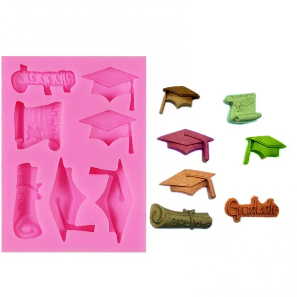 DIY Graduate Silicone Mold Bachelor Cap Fondant DIY Party Cake Decorating Mould Chocolate Mold Cake Baking Sugar Cake Tool