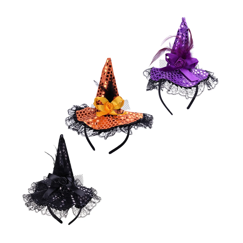 

3 Pcs Witch Hat Headbands Lightweight Halloween -Resistant Hairband Hairband Reusable Decorative Party Accessories