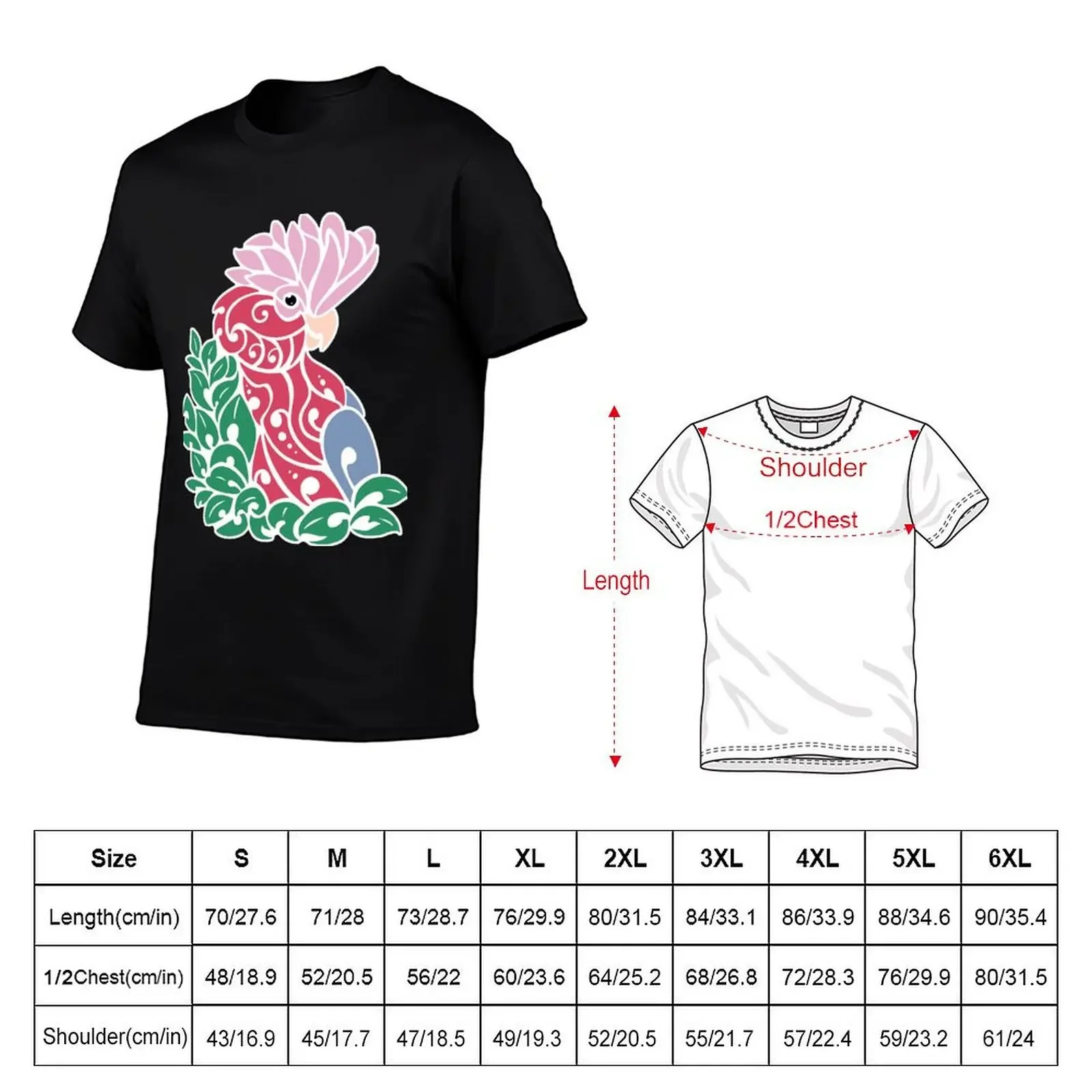 Galah cockatoo tribal tattoo pink rose-breasted parrot T-Shirt summer tops customizeds mens designer clothes