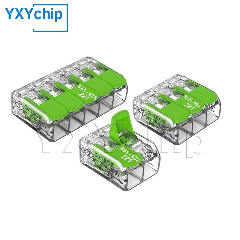 10-100PCS New green and environmentally friendly wiring terminals221-422 221-423 221-425 quick disconnect and connect connectors