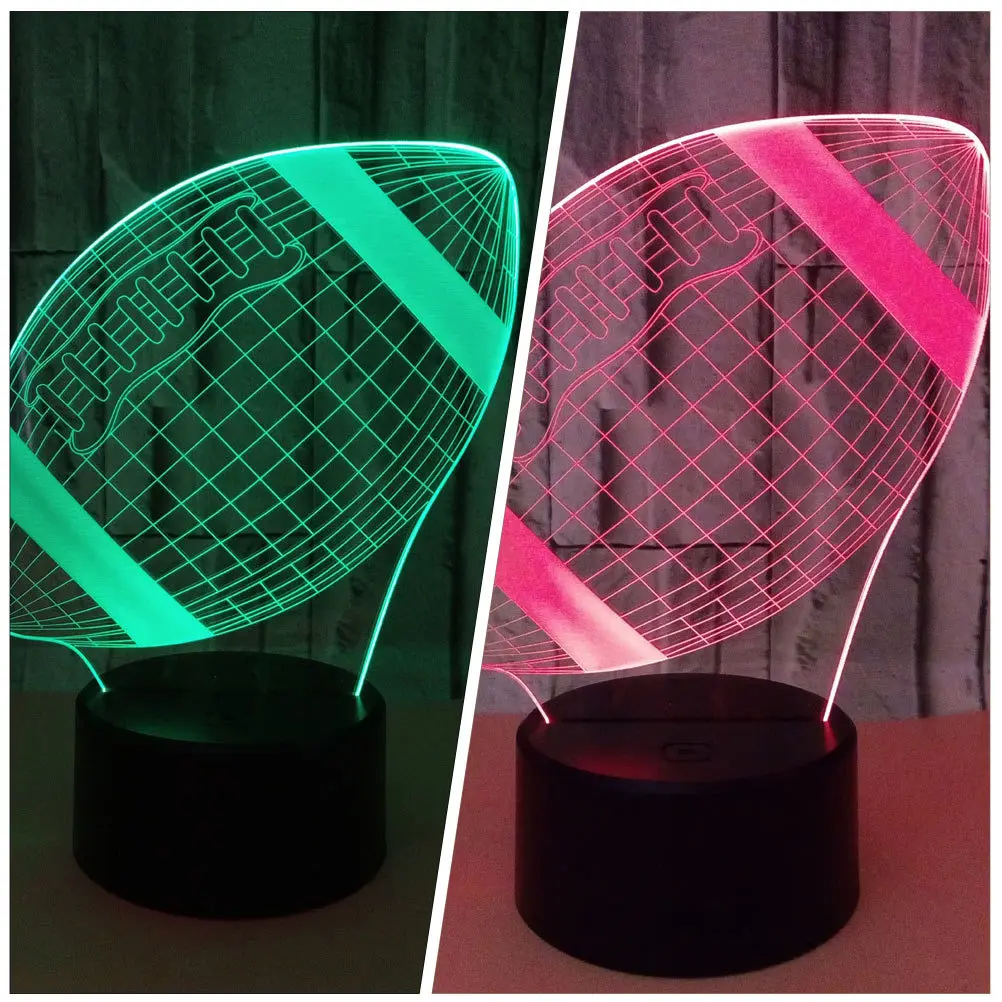 1 مجموعة الرجبي LED ليلة مصباح تغيير اللون اللمس البصرية ضوء ديكور Rgb ثلاثية الأبعاد الوهم الجدول مصباح غرفة نوم حفلة سطح المكتب الخفيفة #2