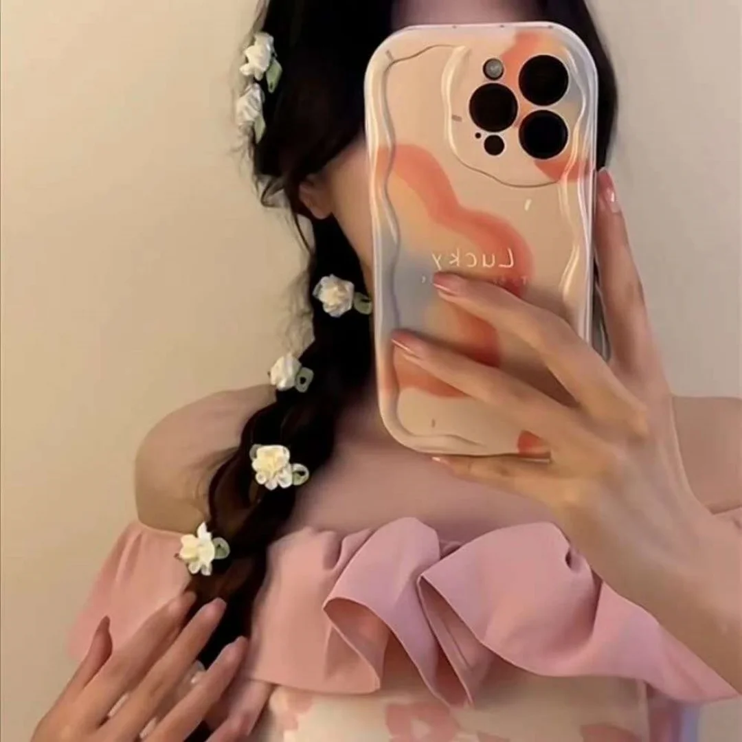 6Pcs White and Pink Flower Hair Clips, Small Floral Hair Clips, Hair Accessories for Women and Girls, Sweet Milky White Super Fairy Jasmine Hair Clips for Women, Forest Style Duckbill Clips, Elegant and Graceful Girl Hair Clips, Hair Accessories for Bangs and Stray Hair