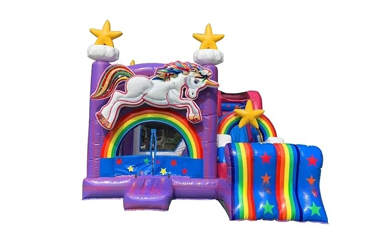 New Design Marble Color Inflatable unicorn Castle Combo 2 in 1 Bouncy Castle Inflatable Bouncer for Sale