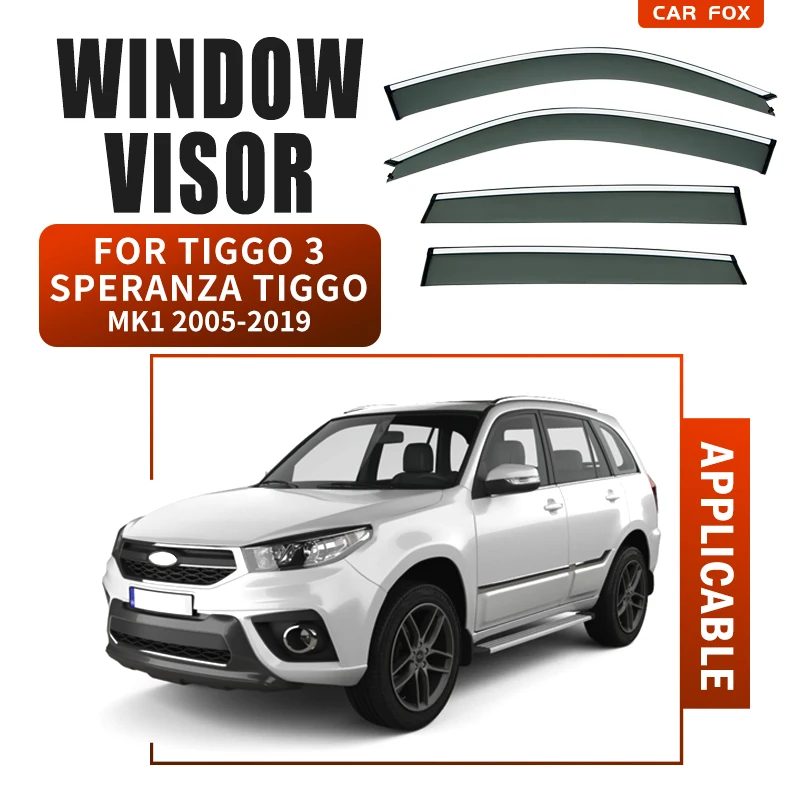 

For Vortex Speranza Tiggo Plastic MK1 2005-2019 Window Visor Vent Shades Sun Rain Deflector Guard 4PCS/SE Vortex Speranza Tiggo