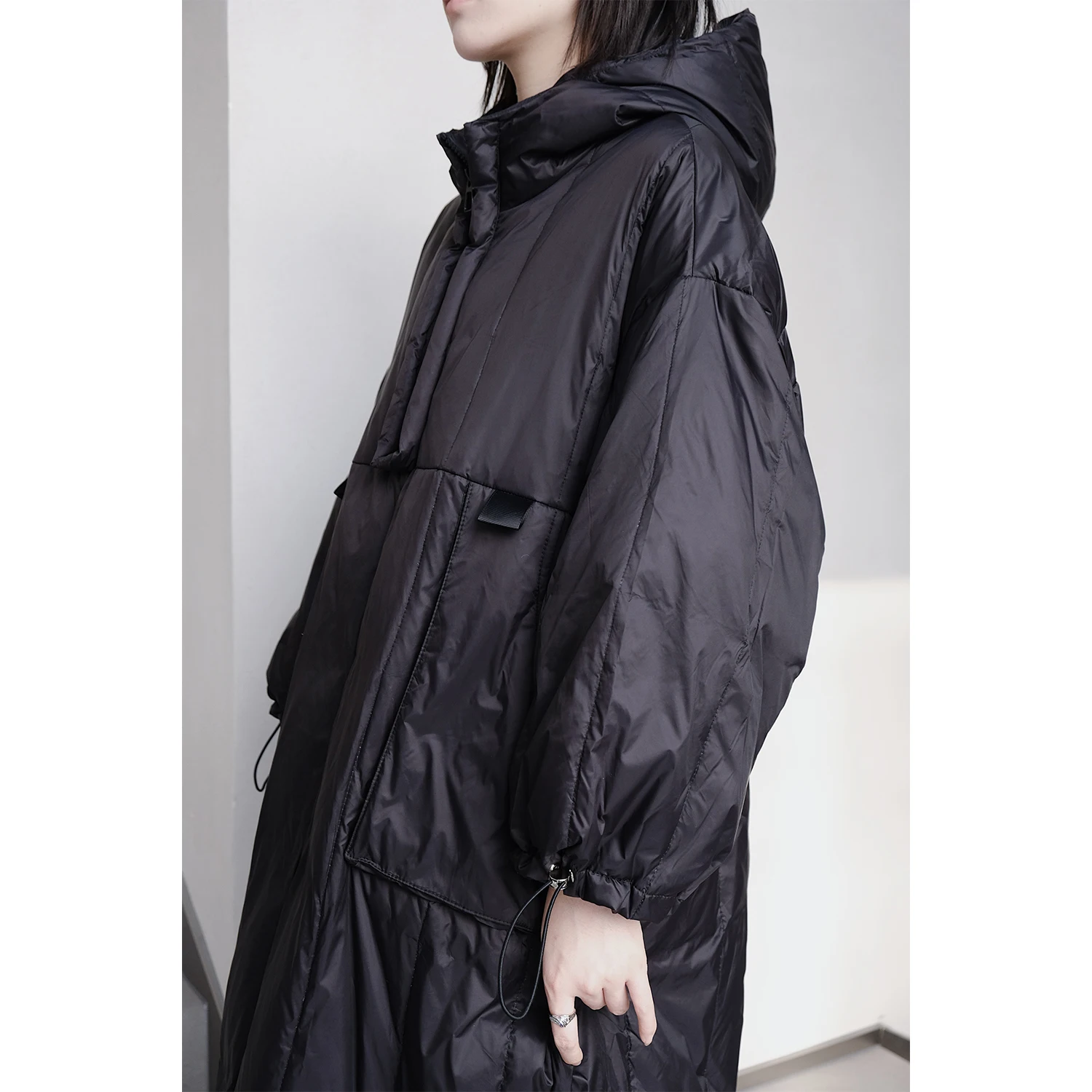 UMI MAO Yamamoto Dark Japanese Hoodie Black Down Jacket Warm Thick 90 White Duck Down Coat Winter Femme