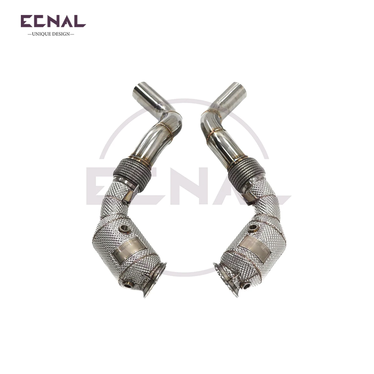 

Ecnal Exhaust Downpipe with Heat Shield High Flow Sport Exhaust Pipe System for BMW 650i F06 F12 F13 4.4T 2011-2016