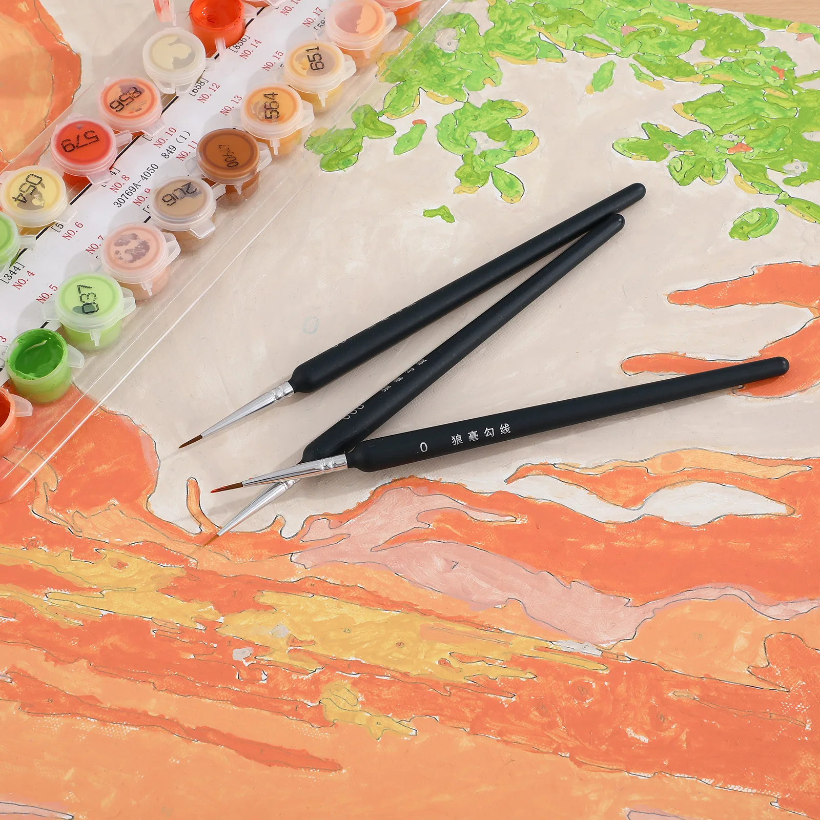 

3Pcs Fine Tip Wolf Hair Paint Brushes Micro Detail Brush Set for Watercolor Oil Gouache Miniature Painting Tools