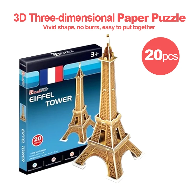 3d Puzzles Eiffel Tower Paper Model Diy Creative Gift Children Educational Toys Hot  Mini World Famous Architectural Model T5