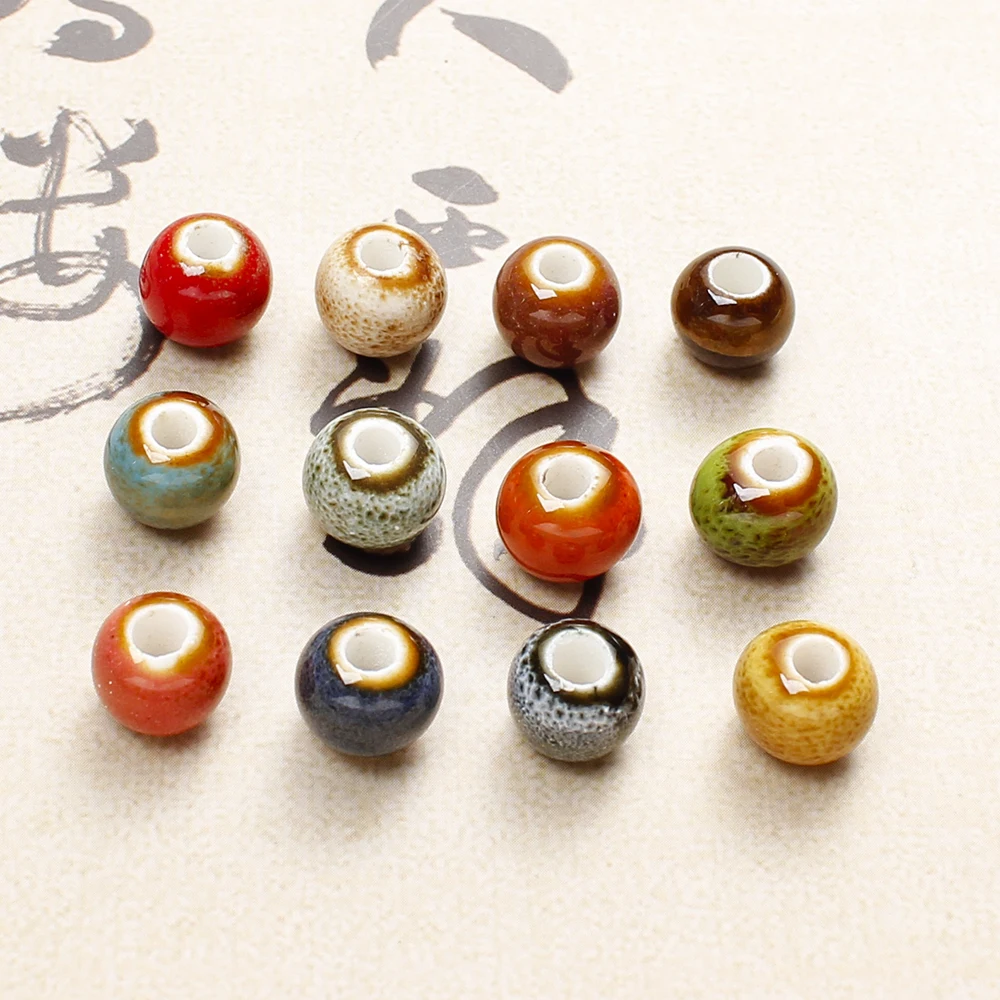 50/100Pcs 8mm Colorful Round Ceramic Beads Loose Spacer Ceramic Beads For DIY Necklace Bracelet Earrings Pendant Jewelry Making