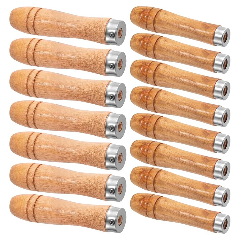 Poignée de lime en bois avec colliers en métal de bain, top 20 pièces, 10 pièces pour lime de 6 à 8 pouces + 10 pièces pour lime de 10 à 12 pouces (2 tailles)