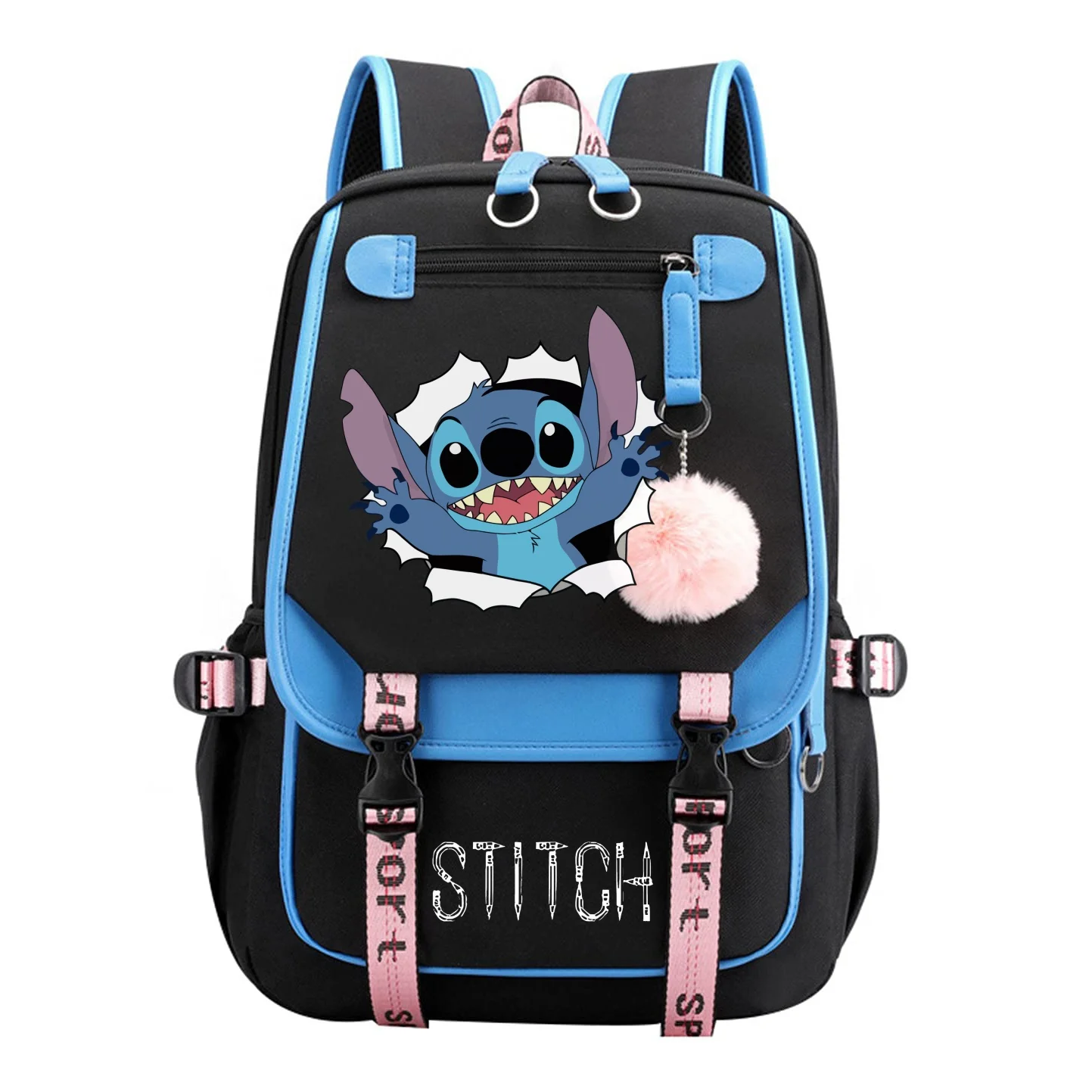 Disney Stitch Student Schoolbag Teen Large Capacity Lilo Cartoon Campus Two Color Backpack Laptop Rucksacks School Gift