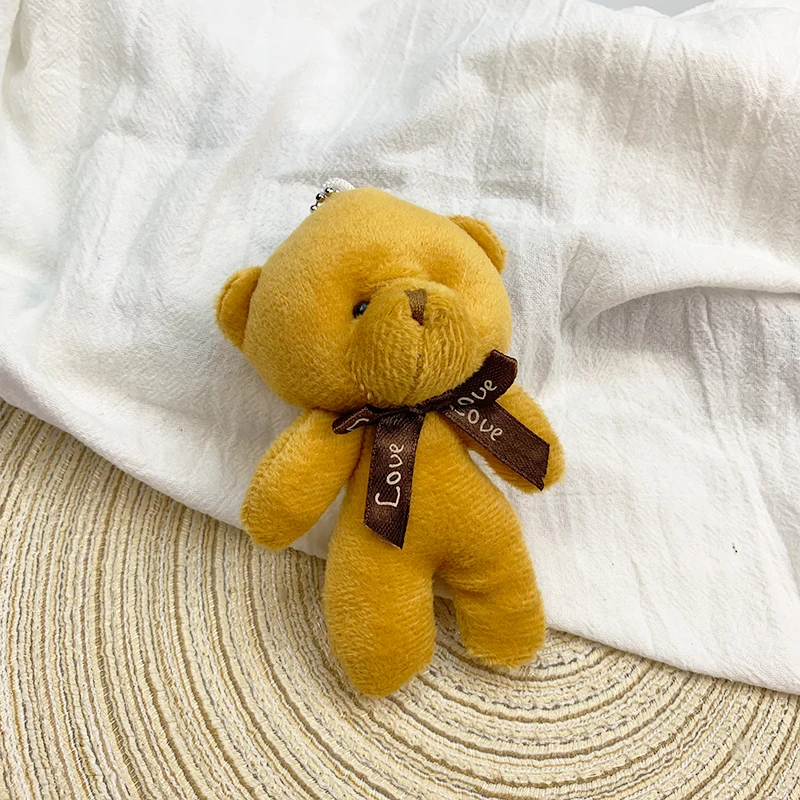 NONE 30 stücke Neue 21 Farbe Mini Bär Plüsch Puppe Schlüsselbund 12 cm Nette Bunte Bär Tier Stofftiere Für Mädchen tasche Anhänger Kinder Geschenke 10