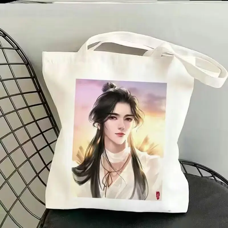 Tian Guan Ci Fu Anime Shoulder Bag Heaven Official’s Blessing Hua Cheng Xie Lian Cute Cartoon Canvas Casual Shopping Bag Handbag