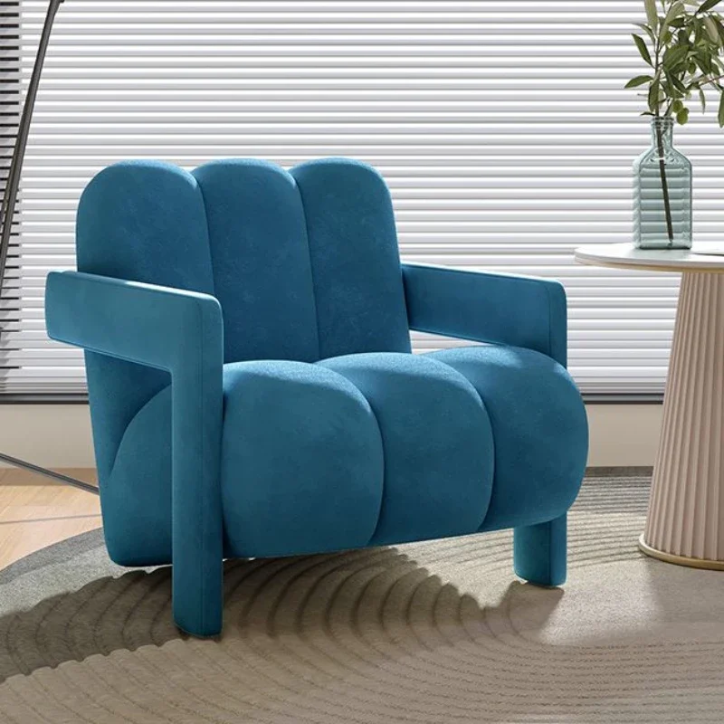 Modern Lounger Sofas Living Room 1-person Blue Velvet Sofa Bedroom Comfortable Armchair Design Tiny House Balcony Home Furniture