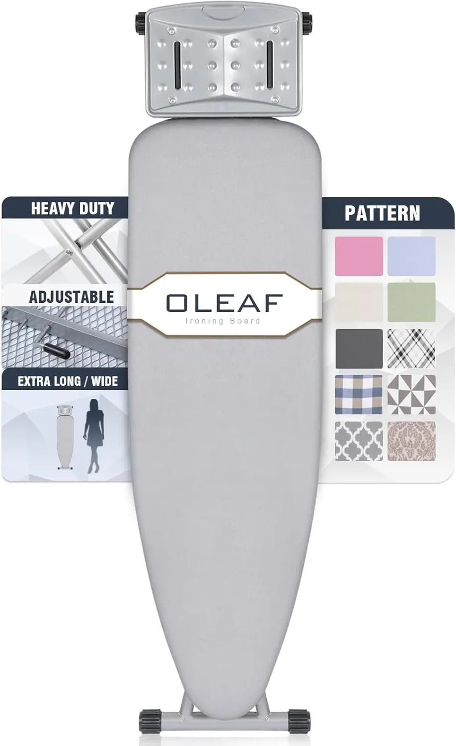 

Adjustable Height Foldable Ironing Board with Heat-Resistant Cover, Stable Steel Legs for Home Use