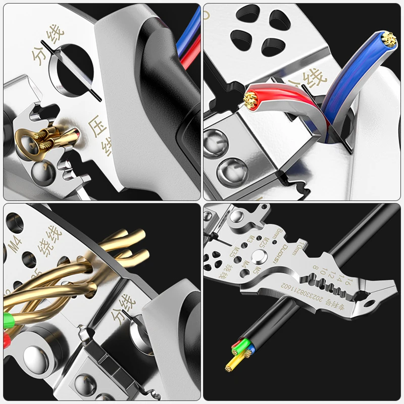 12 in 1 Wire Stripper Crimper Cable Cutter Multifunctional Stripping Crimping Pliers Terminal Hand Tool