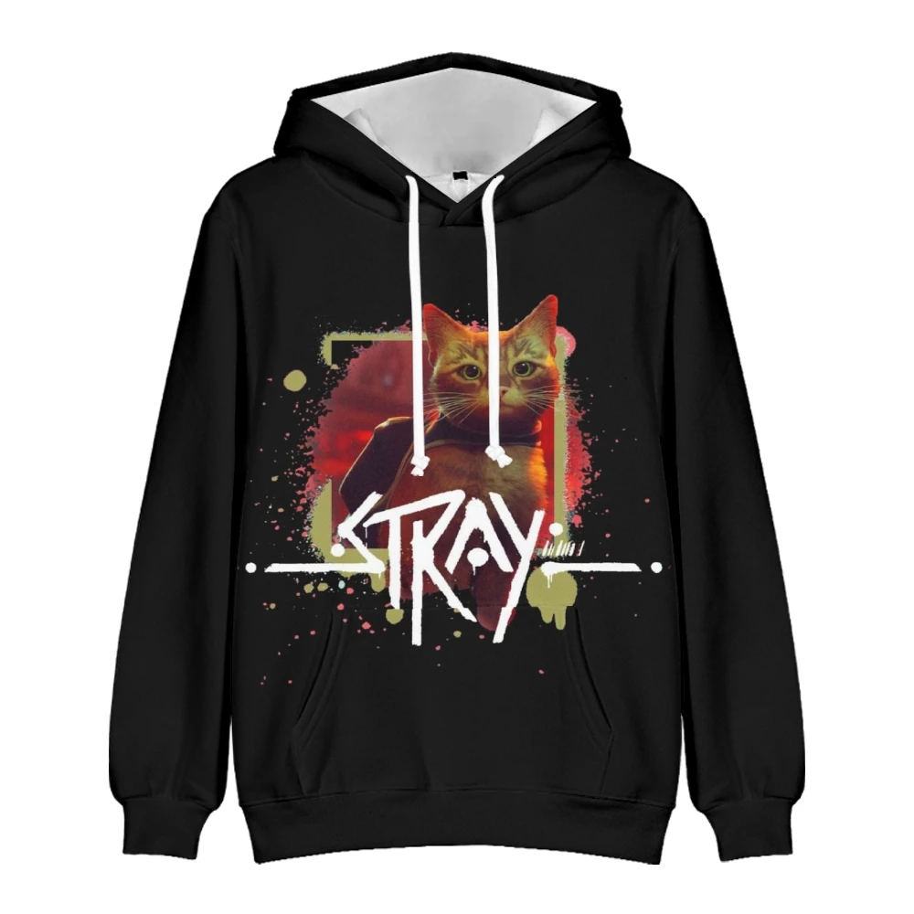 Stray Game Hoodie Robot kucing Pria Wanita, Sweatshirt lengan panjang Harajuku Game panas gaya kasual 3D